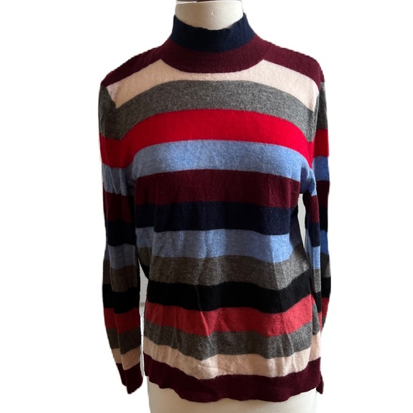 Belford Cashmere sweater stripes mock neck - Picture 1 of 3